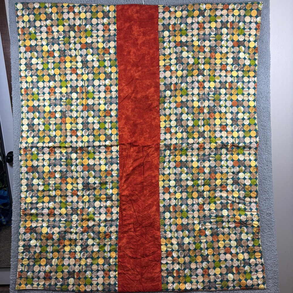 Project Linus Handmade Reversible Monkey‎ Patchwork Polka Dot Quilt 52x42 Green